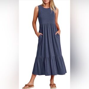 Sleeveless Navy Blue Maxi Dress